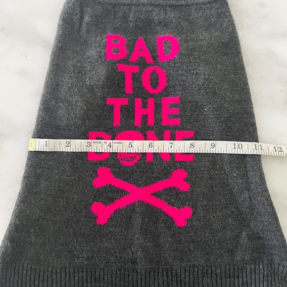 360Cashmere Bad to the Bone Dog Sweater - Pink & Charcoal, Medium - Picture 5 of 11